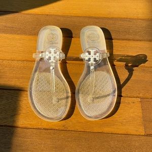 Tory Burch clear and white jelly sandals